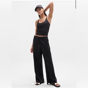 athleta | retreat high rise linen wide leg pant - black